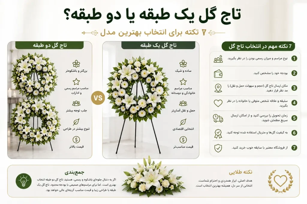 تاج گل یک طبقه یا دو طبقه؟ 7 نکته برای انتخاب بهترین مدل
